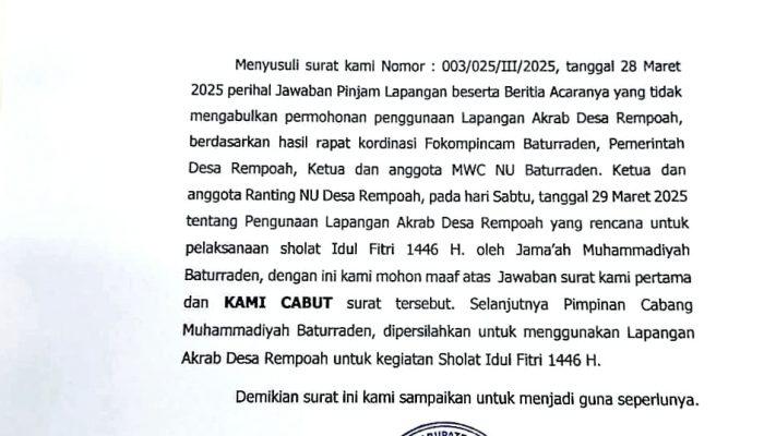 Cabut Larangan, Kades Rempoah Minta Maaf dan Bolehkan Warga Muhammadiyah Sholat Id di Lapangan Akrab