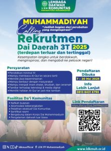 Muhammadiyah Buka Rekrutmen Dai Komunitas untuk Daerah 3T